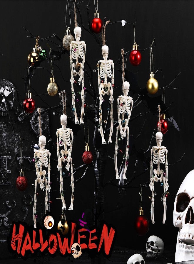 Tujoe 10 Pcs Christmas Skeleton Wrapped in Lights 6.7 Inch Christmas Tree Hanging Ornament Scary Skeletons Mini Skeletons Figurines for Haunted House Graveyard Halloween Party Decor - Image 3